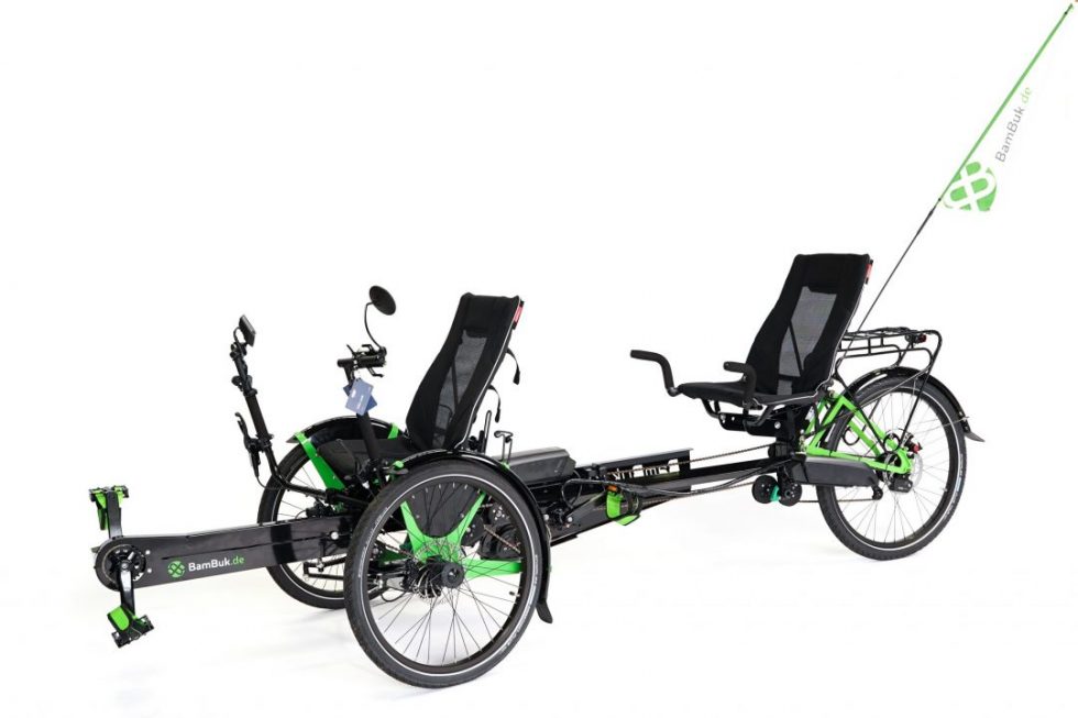 <span>BamBuk E-Trike Tandem mit Bosch CX Motor, Rohloff Nabenschaltung und Spezial-Zubehör:</span> das sichere Fahrrad auch für Behinderte und Personen mit eingeschränkter Mobilität